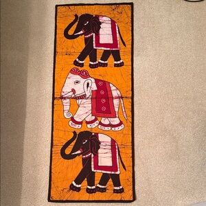 Batik Elephant Wall Hanging in Orange and Black